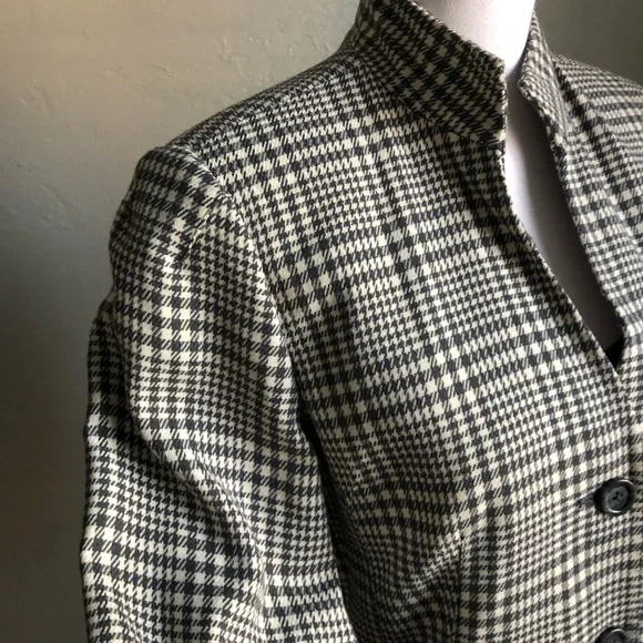 Lifestyle Attitude by Larry Levine Collarless Houndstooth Jacket M Grey White - Picture 6 of 15